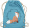 Turnbeutel Rucksack - Tiere Meerschweinchen Hase & Co. - Fuchs Fox Gechenk - Unisize - Hellblau - wechselsachen beutel kita kinderrucksack tier tiermotiv animal juterucksäcke mit drauf tieren