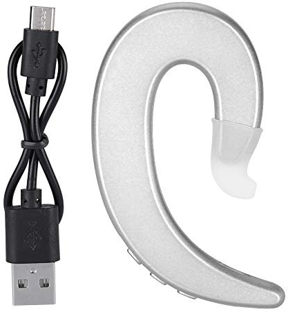 Garsent Drahtlos Kopfhörer mit Ohrbügel, 2,4 GHz Wireless Ohrbügel Headset Freisprecheinrichtung mit Mikrofon Drahtloser Bluetooth Kopfhörer für Sport,Jogging,Laufen(Silber)