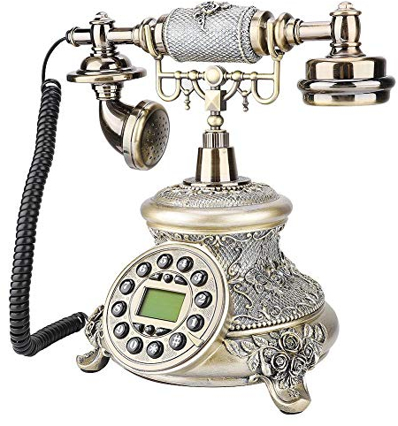 ASHATA Retro Telefon, Europäische Vintage Telephone Schnurgebundenes Telefon FSK/DTMF Nostalgietelefon,Festnetztelefon Desktop Telefon mit LCD Display für Hause Wohnzimmer