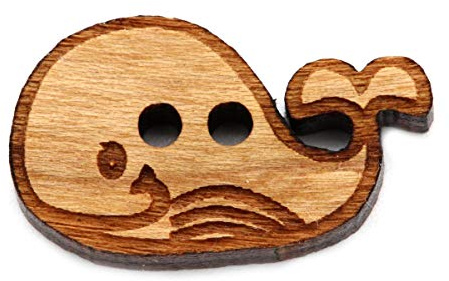 NaturSchatulle Holzknöpfe Motiv Wal | 5 Stück Kirsche 2 Loch Knöpfe Holz DIY Basteln Nähen Schmuckherstellung Annähen Kinderknöpfe