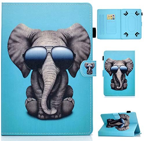 RLTech Universal Hülle für 10.1 Zoll Tablet, Flip Lightweight Etui Case Cover Tasche Schutzhülle für LNMBBS X30/UNNU 10 Zoll/UCSUOKU 10 Zoll/MDY 10 Zoll, Elefant
