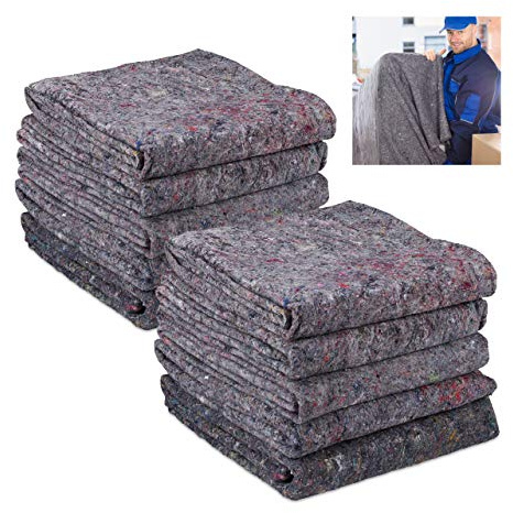 Relaxdays Pack 40 Fieltros Protectores Mudanzas, Mantas Transporte o Almacenaje, Material Reciclado, 150 x 200 cm, Gris