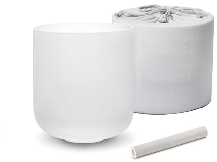 ALIOTH B Note Crystal Singing Bowl Crown Chakra 7 inch with Carry Case Bag and Singing Bowl Stick