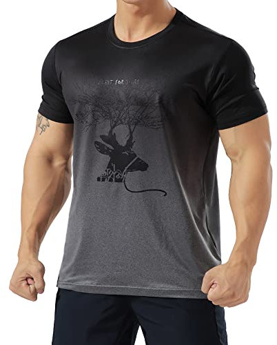 Herren Sportlich Trainieren T-Shirt Atmungsaktive Bequeme Muskellaufhemden Ausbildung Schnelltrocknend Fitnessstudio Aktive Kleidung Farbverlauf grau S