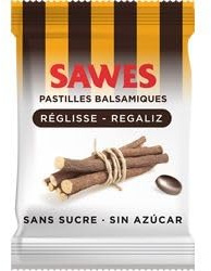 SAWES Pastillas Balsámicas Regaliz Caramelos Sin Azúcar con Extracto de Raíz de Regaliz Suavizan la Garganta y Refrescan Bolsa de 50 Gr