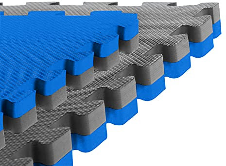 Sportmatte -Checker- 1x1m Kampfsportmatte, EVA Kampfsportmatten (4 cm, blau/grau)