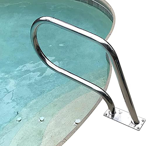 SYCARPET Schwimmbad-Handlauf 32 x 22,5 Pool-Geländer für in den Boden eingelassenen Pool-Einstieg Spa-Handlauf aus Edelstahl 304 Rostfreier Pool-Geländer mit Schnellmontage-Basis