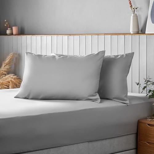 Silentnight Supersoft Olive Pillowcase Pair - Cosy & Comfortable Delicate Smooth Touch - Easy Care Microfibre - Stylish & Modern Bed Pillow Case Protector 2 Pack, Retain Shape & Colour, Grey