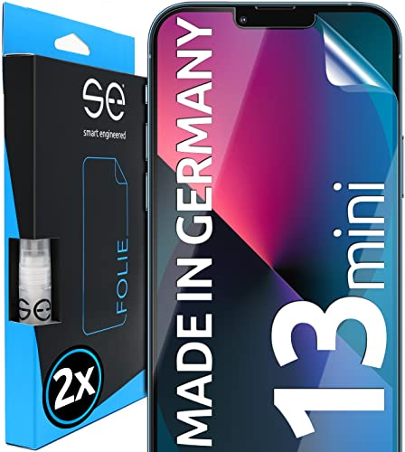2x se® 3D SCHUTZFOLIE Transparent für Apple iPhone 13 mini,Selbstheilend, 100% Fingerabdruck & FaceID kompatibel, einfache blasenfreie Installation, Ultra-Klar, Stoß-Kratzfest, aus Deutschland