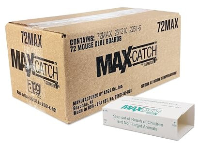 Catchmaster 72MAX Plaque Collante Souris – 10 Pièges à Souris Collants XXL avec Appât Cacahuète – Piège Rongeur Non-Toxique & Puissant