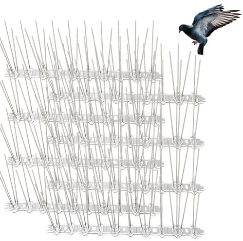 8Pcs Bird Spikes, Pigeon Spikes Kit Cover 2M, Birds Control Defence Spikes, Pigeon Spikes for Gardens, Balcony Roofs and Windows