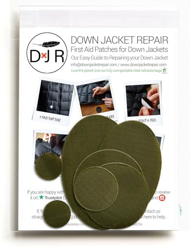 Reparatur-Flicken-Set für Daunenjacken, selbstklebend, 17 Farben, olivgrün