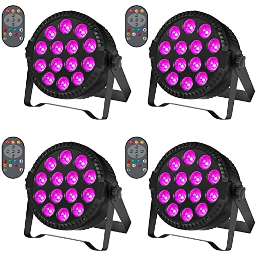 4er LED Par Strahler 14 LED Bühnenlicht Partylicht RGBW DMX512 4-in-1 Par Licht mit Fernbedienung,Discolicht Scheinwerfer Beleuchtung Par LED Licht für Stage DJ Party Show Bar Halloween Weihnachten