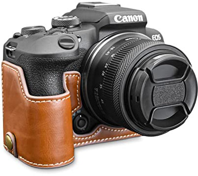 Rieibi EOS R10 Case - Quality PU Leather Half Case for Canon EOS R10 Mirrorless Digital Camera - Grip Case for Canon EOSR10 - Brown