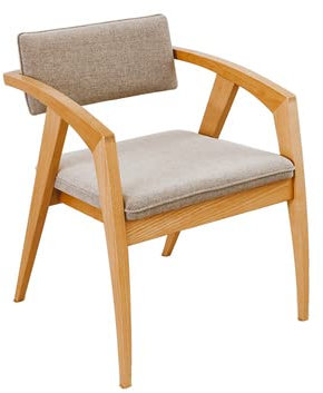 Einfacher Vollholz Studie Freizeit Stuhl, Log Mit Armlehnen, Gepolsterte Rückenlehne, Haushaltskaffee Shop Teezimmer Stuhl, Arbeitsstuhl,Grau