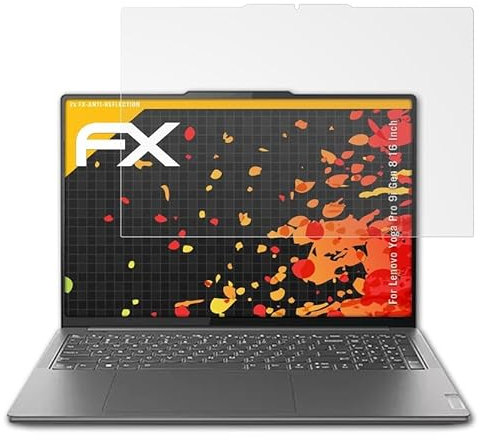 atFoliX Panzerfolie kompatibel mit Lenovo Yoga Pro 9i Gen 8 16 Inch Schutzfolie, entspiegelnde und stoßdämpfende FX Folie (2X)