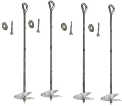 Bodenanker zum Eindrehen 4 Stück - Erdanker Trampolin 50 cm - Anker Boden aus Verzinkt Stahl - Stabilisierung von Spielgeräten und Gartengeräten