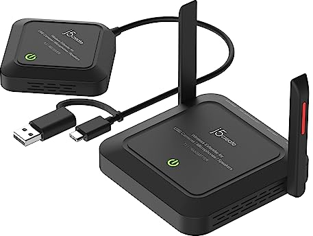 j5create Wireless Extender für USB Webcam/Mikrofone/Lautsprecher, funktioniert mit Windows und Mac, Nicht für TV und USB Maus/Tastatur (JVW120)