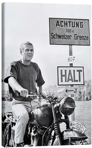 Posterlounge Steve McQueen in Gesprengte Ketten Leinwandbild von Celebrity Collection 20 x 30 cm Schwarz-Weiß Wandbilder Wanddeko