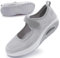 Git-up Scarpe da Passeggio da Donna con Chiusura Leggero Sneakers Infermiere in Mesh Traspirante Scarpe Cuscino d'Aria in Schiuma di Memoria, Maglia-Grigio 39