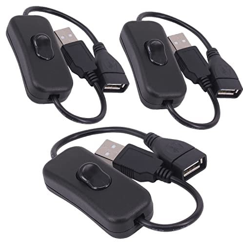 BENACES USB Cable with Switch, 3 Pack USB Male to Female Extension Cord Inline Rocker On/Off Switch for Driving Recorder, LED Desk Lamp, USB Fan, LED Strip