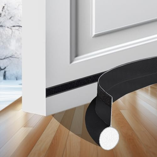 GSALDY Boudin de porte isolant froid,Bas de porte coupe-vent, Joints de porte autocollants,Bas de porte isolant Rapide à installer,Ajustable isolation porte 94 cm,Noir