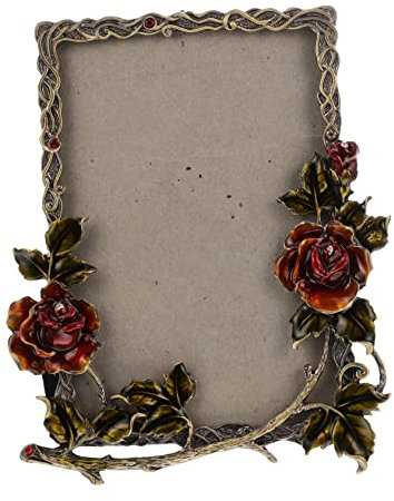 Abaodam Vintage Fotorahmen 6 Zoll Retro Bilderrahmen mit Rosen Design Metall Standfuß Dekorativ für Wohnzimmer Schlafzimmer Esszimmer