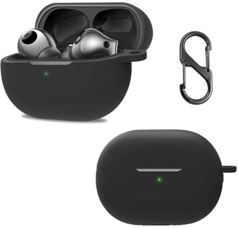 carinacoco Custodia in silicone per Huawei FreeBuds Pro 3 con moschettone, morbida e flessibile, ultra sottile, antiurto, custodia anti-caduta per auricolari Huawei FreeBuds Pro 3, colore nero