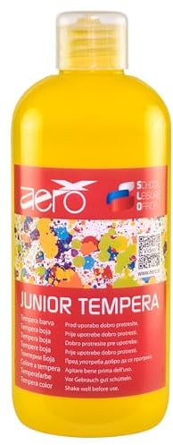 AERO Tempera Einzelfarben, 0,5L, ungiftig, leuchtende und intensive Farben, hochpigmentiert, mit Wasser vermalbar, geeignet für zahlreiche Maltechniken, Gelb