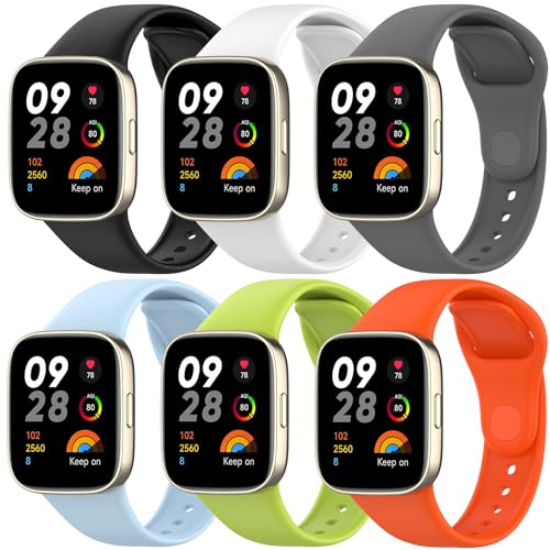 Monuary 6 Packs Bracelets Compatibles avec Xiaomi Redmi Watch 3, Bracelets Colorés et Sportifs, Souples et Respirants, Ouverture Rapide