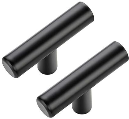 Ravinte 10 Stück Schwarz Schrankknöpfe T Bar Griffe für Küchenschränke 50mm Gesamtlänge Schrankgriffe Griffe Rostfreier Edelstahl Möbel Türgriffe