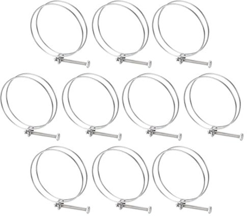 sourcing map 10Pcs Double Wire Hose Clamp, 98-105mm Adjustable Stainless Steel Wire Hose Clips with M8 Bolt for Dust Collection Hose, Pump Hose Pipe