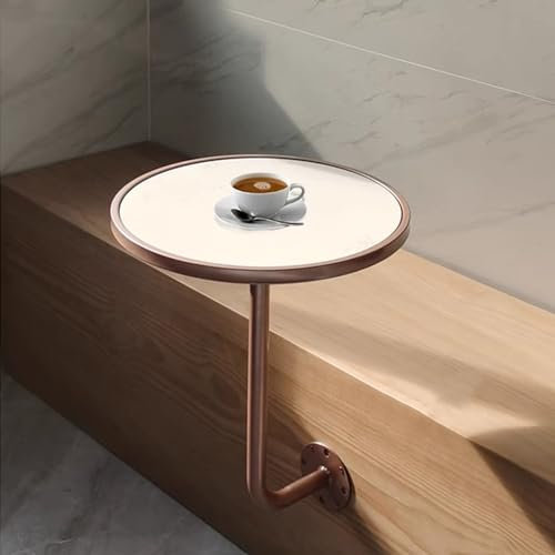 Lanmmraifc Moderner Beistelltisch, Kleiner Beistelltisch mit Marmorplatte, wandmontierter L-förmiger Kaffee-/Snacktisch für Schlafzimmer, Café, Restaurant, Bistro, Weiß (Size : 35x35x45cm)