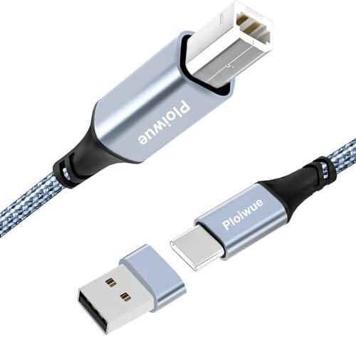 Printer Cable 1M USB A&USB C to USB-B 2.0 USB A to USB C Female Adapter for MacBook Pro, USB C MIDI Cable New Nylon Braided Never Rupture for Yamaha Casio Digital Piano