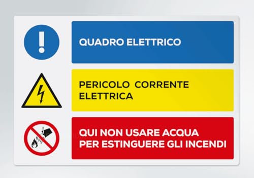 GLOBAL CARTELLO SEGNALETICO - Quadro elettrico, pericolo - Segnale Adesivo Extra Resistente, Pannello in Forex, Pannello In Alluminio (Adesivo, 20x31 cm)
