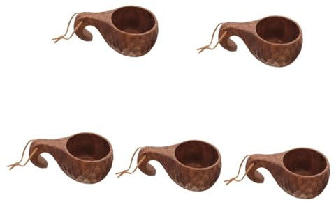 iplusmile 5pièces Tasse Bois Pour Thé Mug De Voyage Bois Gobelet Naturel Avec Poignée Pour Bureau Et Activités De Plein Air