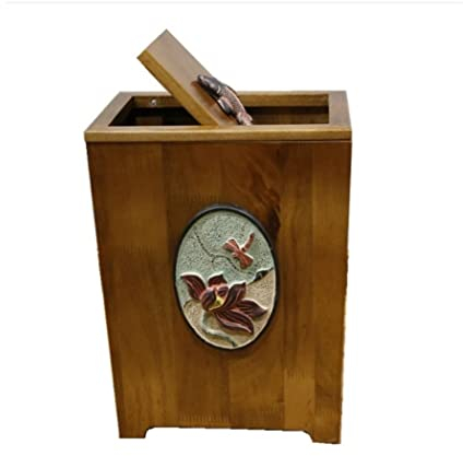 Cubo Basura Cesto de Basura Bote De Basura De Madera Natural Cubos De Reciclaje para Interiores con Cubo Interior De Plástico para Baños Cocinas Papelera Papeleras Basurero (Color : C)