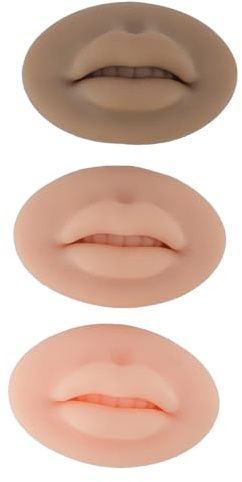 ieron Pack of 3 Tattoo Practice Lips - Realistic Silicone Lip Models for Semi-Permanent Makeup Training