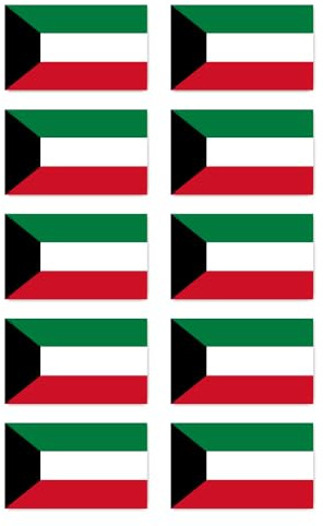 Aufkleber: 50x30 mm, 10 Stück - Flagge - Kuwait - KW - für Auto, Koffer, Laptop und mehr