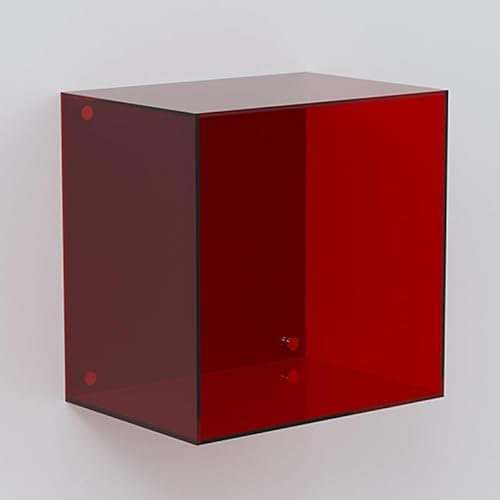 Acryl-Vitrine für Sammlerstücke, Wandmontage oder Tischplatte, durchsichtig, staubdicht, für Mini-Actionfiguren und Schuhe, rot, keine Montage erforderlich