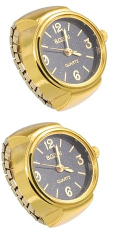 WRITWAA 2 Stk Uhr Mit Elastischem Ring Gold Smartwatch Paar Fingerringuhr Chronographenuhr Für Herren Ringuhr Für Damen Uhr Wasserdicht Uhr Entworfen Ringfinger Arbeitsuhr Rand Uhren Black