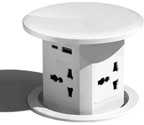 Hidden Lifting Desk Power, Automatic Pop Up Elevator Socket Tower Socket with Universal Plug Adapter U*B Type-c,White