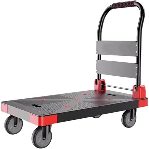 ENWYTE Transportwagen Tragkraft Rollwagen Plattformwagen Sackkarre Plattformwagen Einhand-Klappwagen Mit Flüsterrädern 650kg Tragkraft Transporthilfe Mit Rollen Und Anti-Rutsch-Funktion(90x60x95cm)