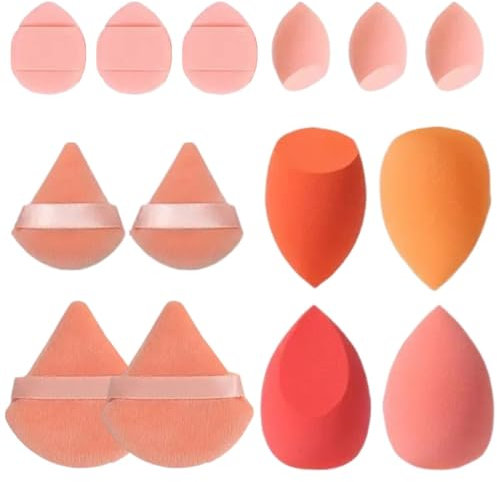 Orange 14 Pieces Makeup Blender Sponge Set Multi-color Makeup Sponge Set Soft Beauty Sponge Blender Foundation Blending Beauty-Blender For Foundation Use Wet And Dry 7 Sponges+ 7 Beauty Eggs