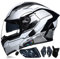 Bluetooth Motorradhelm mit Doppelvisier, Motorrad Herren Damen Modularhelm Klapphelm mit Dual-Lautsprecher-Headset Automatische Anrufannahme, Integralhelm Fahrradhelm ECE-geprüft