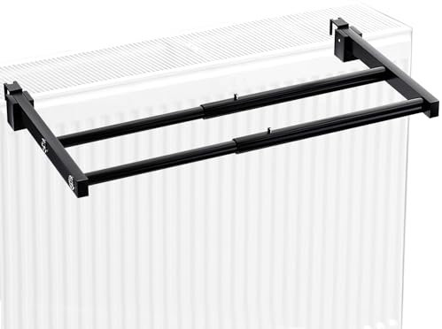 Handtuchhalter für Heizkörper, Ausziehbar für Flexible Nutzung, Handtuchhalter Heizung ohne Bohren, Heizkörper Handtuchhalter Schwarz, Wäscheständer Heizung, Heizkörperregal Einhängen (C,40-70cm)