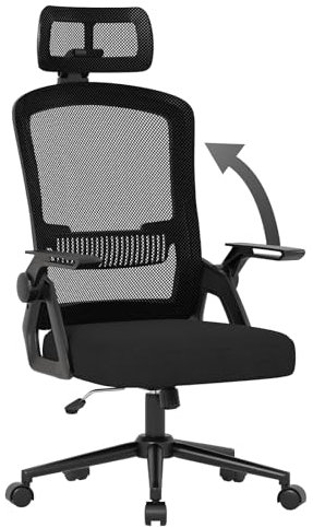 naspaluro Bürostuhl Ergonomisch mit Verstellbarer Armlehnen, Schreibtischstuhl mit Kopfstütze, Atmungsaktiver Netzbespannung, Lordosenstütze, Höhenverstellung Computerstuhl, 360° Drehstuhl, Schwarz