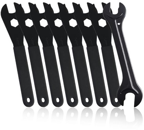 JRSHIRLEYLTD Fahrrad Konusschlüssel Set Werkzeug, (13, 14, 15, 16, 17, 18, 19mm) Fahrrad Radnabe Achsmutter Installieren Entferner Radfahren Schraubenschlüssel, mit 1 Nabenschlüssel