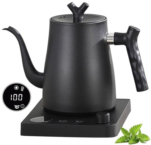 Smart Gooseneck Electric Kettle 1.0 Liter with Temperature Adjustment, 40-100°C Adjustable, 304 Stainless Steel, 36 Hour Thermal Preservation, Anti-Dry Burn Protection, 1000W Matte Black