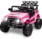 Kids Ride On Car, 12V Battery-Powered Toy Car with Remote Control, Kids Electric Ride on Truck Music Horn LED Lights 4 Spring Suspension Wheels Vehicle Toy for Children (Pink)